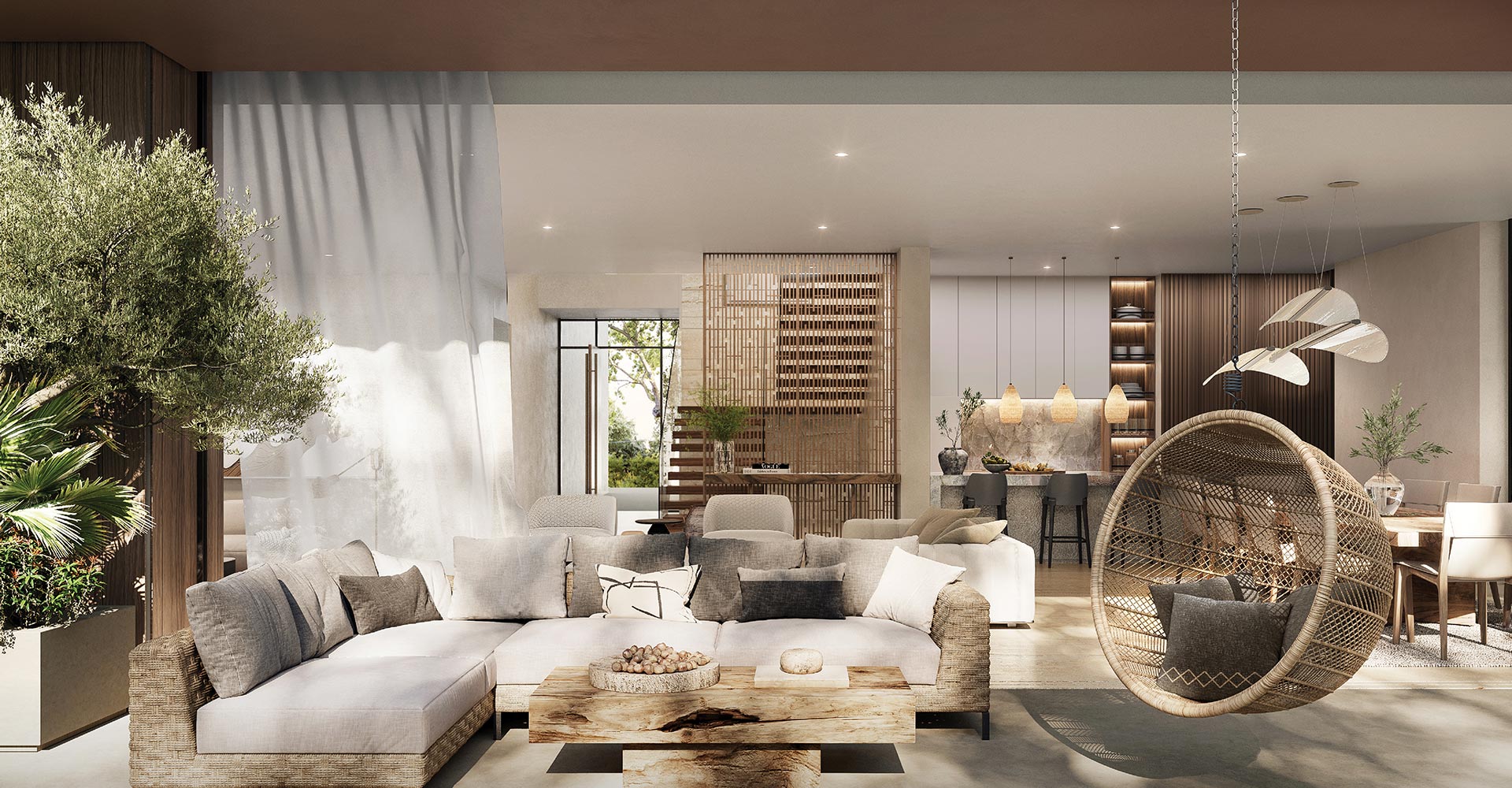 Lanai Islands mansion interior in Tilal Al Ghaf overlooking the lagoon