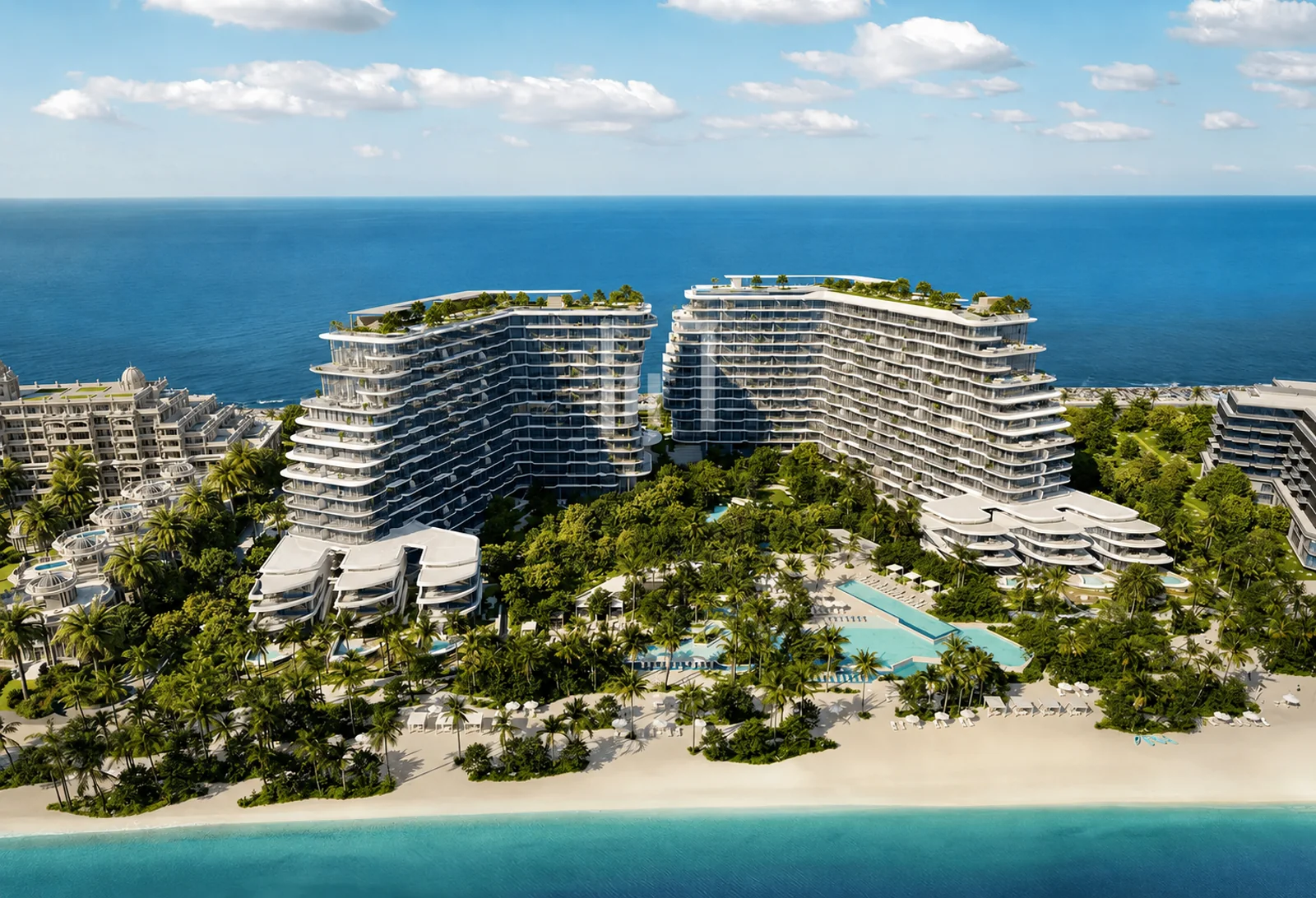 Avita twin towers at Passo by Beyond on Palm Jumeirah, above the private beach