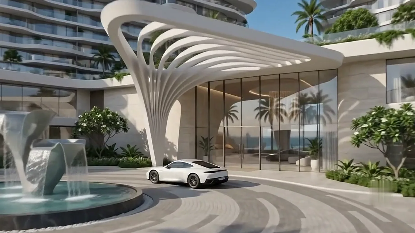 Private porte-cochere arrival at Avita, Palm Jumeirah