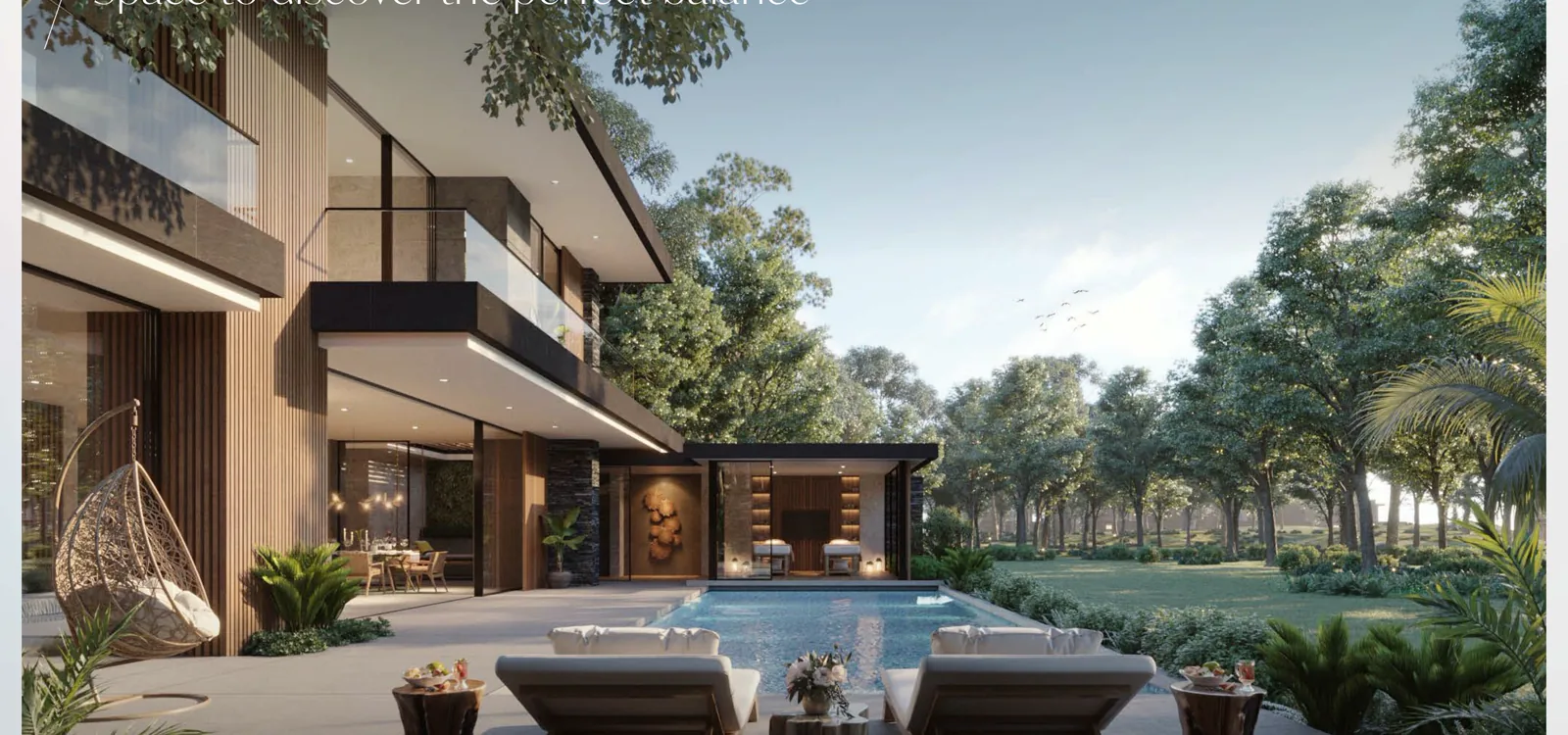 Private pool and garden in the villa backyard at Alaya