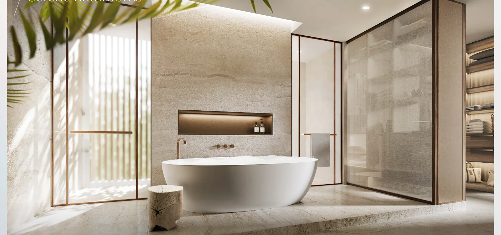 Spa bathroom with a freestanding tub and soft stone at Alaya