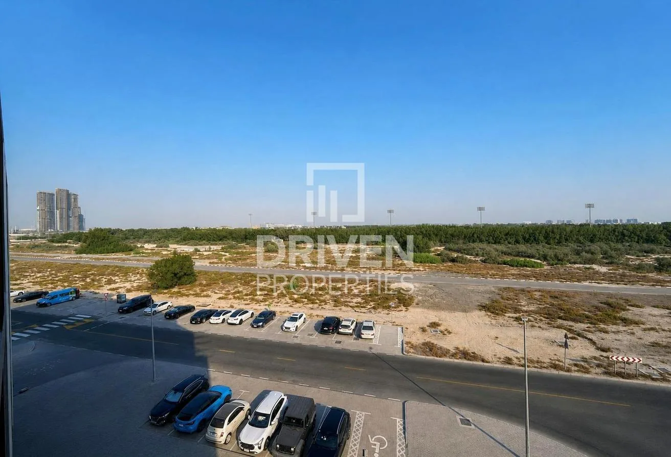 Open, green outlook over the Meydan district from the apartment