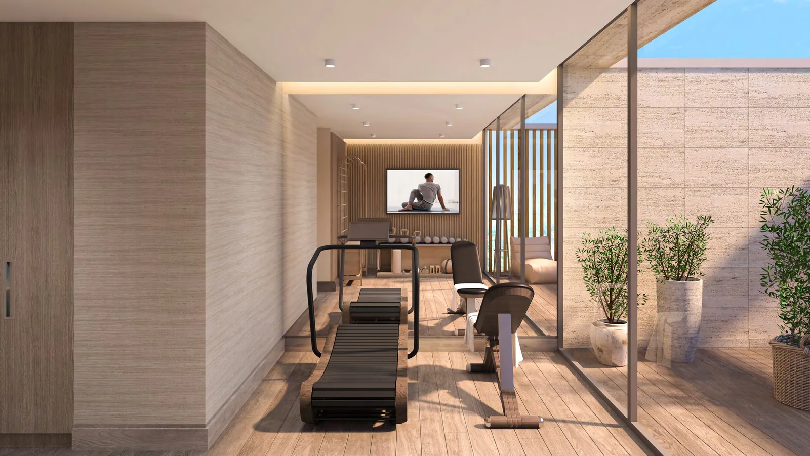 Private gym room inside an Amara twin villa at Tilal Al Ghaf